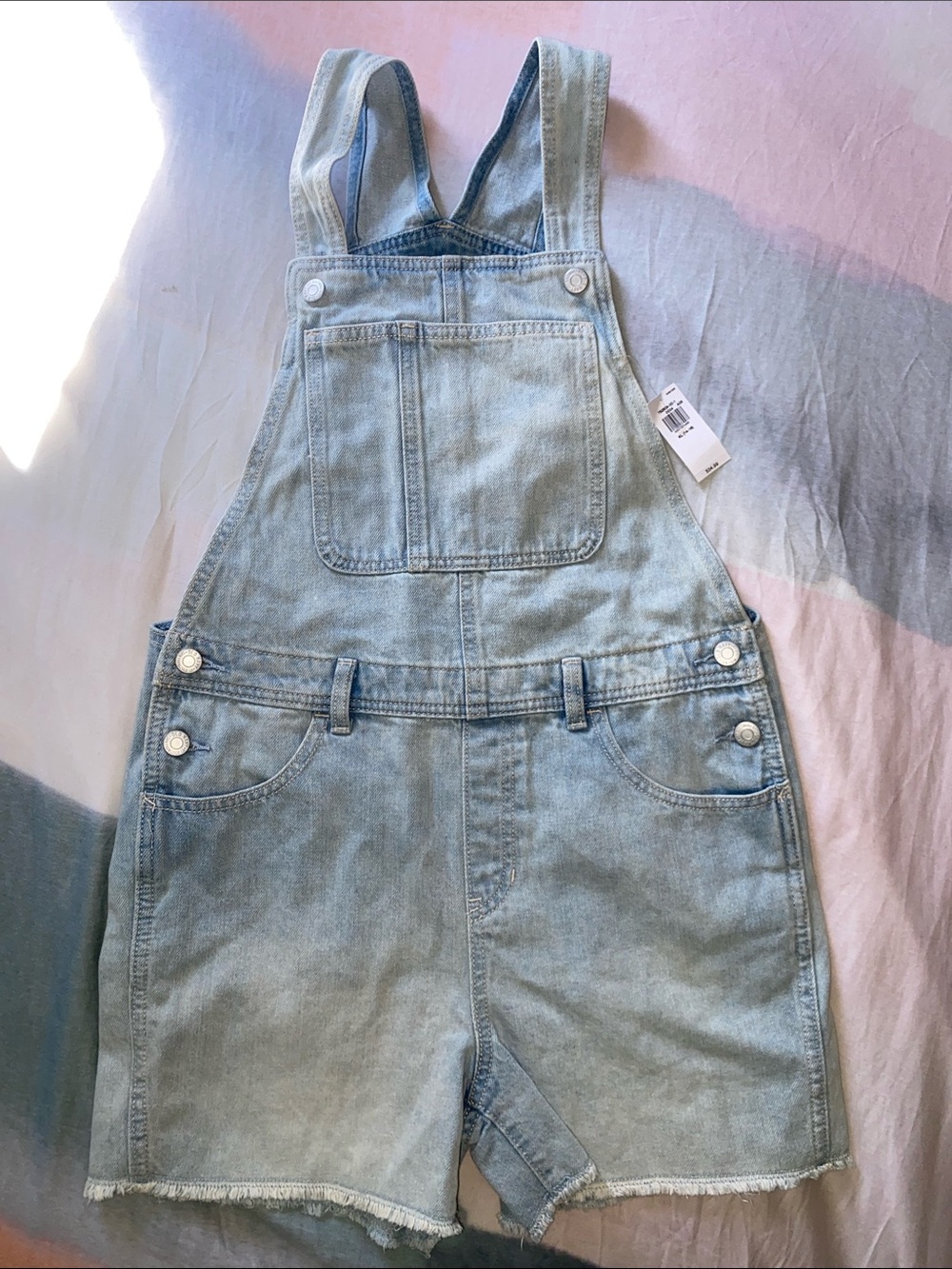 Old Navy Girls Light Wash Denim Overall Shorts Size 14/16  XL NEW